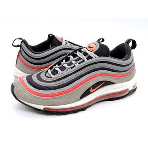 Nike Air Max 97 Mens 9.5 Sneakers Wolf Grey Radiant Red Athletic Striped Shoes